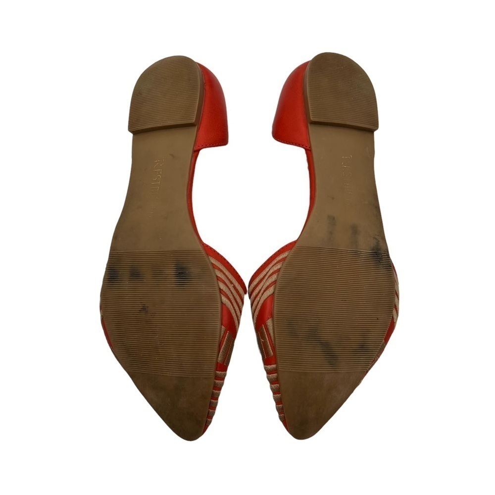 Restricted Orange Striped Leather Pointed Toe Fla… - image 8